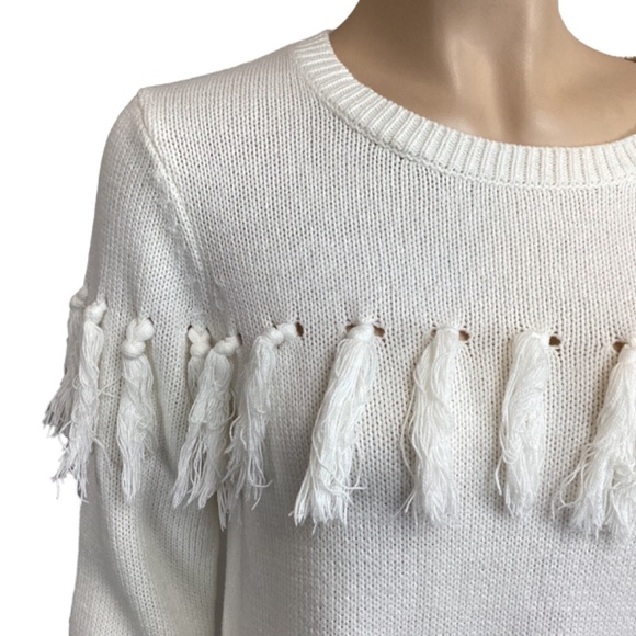 Sail to Sable off white fringe tassel sweater size medium - Picture 6 of 10